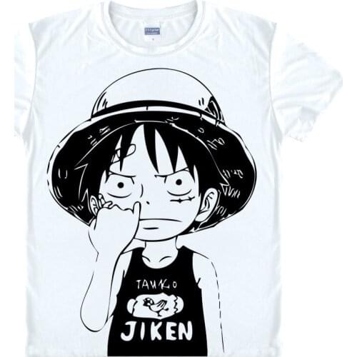 Anime One Piece Monkey D Luffy DIY Logo Print T-Shirt Short Sleeve Tee Shirt Casual Unisex Clothing Tee shirt