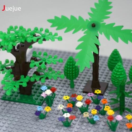 DIY Plants Building Blocks Compatible With Legoeings Coconut Tree Trunks Bricks MOC Blocks Educational Toys For Children 45Pcs