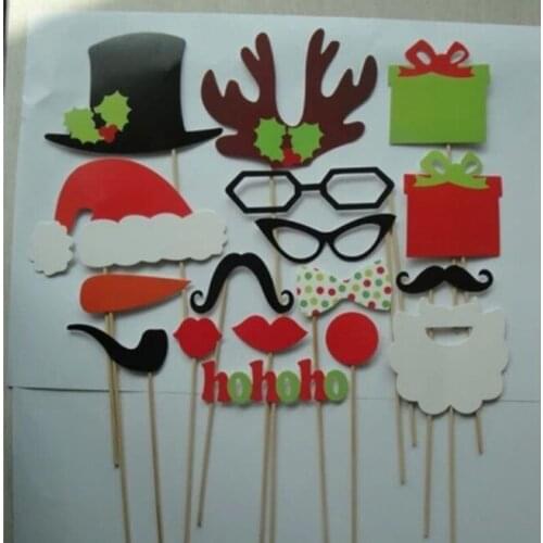 Hot Sale 17/set Christmas Halloween hat Christmas stockings Beard photo props Christmas Party Decoration