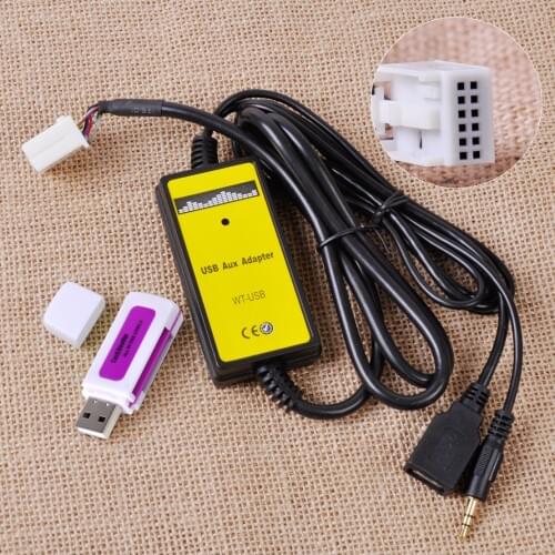 DWCX Car Music CD Interface Adapter Audio 3.5mm AUX USB Input Cable for VW Audi 12Pin radios changer port