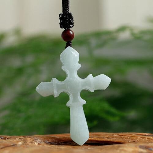 Jadeite pendant cross pendant Christian Jesus cross jade pendant for women and men with certificate free mask 10pcs /bag