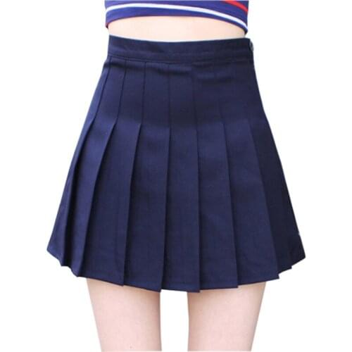 Korean Students Class Uniforms clothing for Girl Summer navy pleated skirt Japanese School Solid Pleated Short Mini skirt