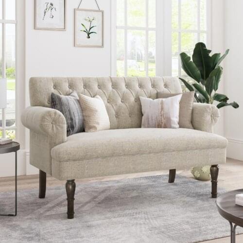 Nice-looking Removable Soft Scrolled Arm Delicate Loveseat Couch Settee Convenient Arm Settee Sturdy for Families