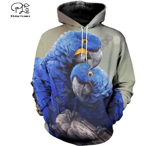 PLstar Cosmos Colorful Parrot 3D Printed Hoodies Casual Men/Women Zipper Hooded Funny Animal Unisex Brand Streetwear Apparel P19