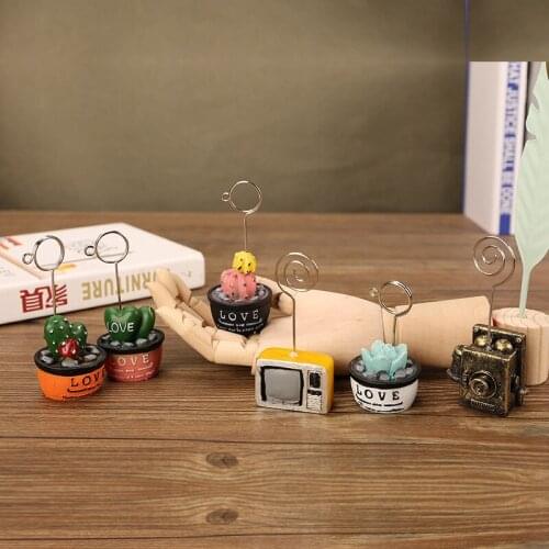 Creative Cartoon Resin Card Holder Memo Holder Clip Stand Desktop Ornaments Photo Clip School Stationery Accessories Home Deco