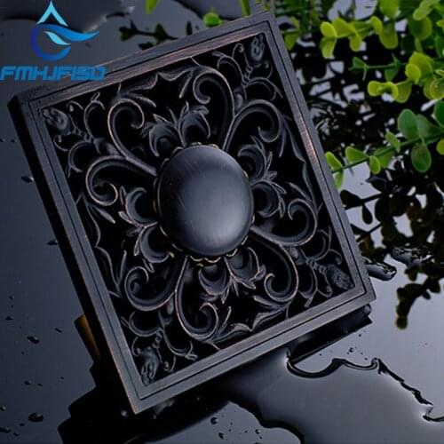 Oil Rubbed Bronze Bathroom Solid Brass Floor Drain Square Grate Waste Drainer