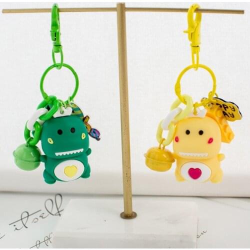 Cute PVC Key Chain Funny Little Dinosaur Keychain for Women Bag Charm Trinket Men Car Key Rings Jewelry Porte Clef Wholesale