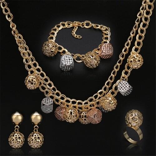 Fani Fashion African Beads Jewelry Set Exquisite Dubai gold-colorful Bijoux Jewelry Set Wholesale Nigerian Wedding jewelry set