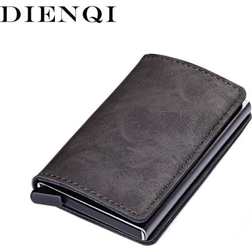 DIENQI Luxury Leather Mini Pop Up Rfid Wallet for Men Money Bag Slim Card Holder Magic Wallet Short Purse Small Male Vallet 2020