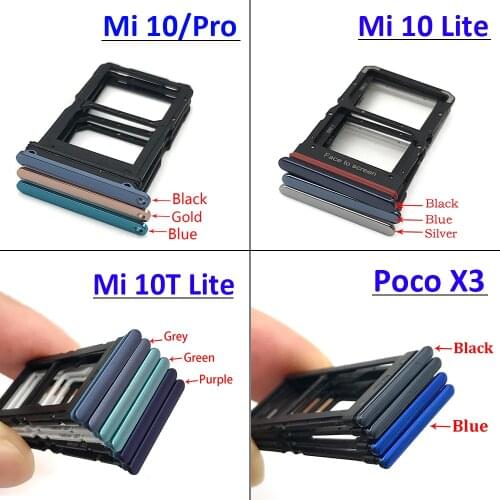 New SIM Card Tray Slot Holder For Xiaomi Mi 10 Mi10 Pro 10T Lite Poco X3 Replacement Part