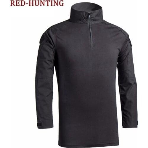 Hunting Ghillie Suits Tactical Military Combat Long and Short Sleeve Slim Fit Camo Shirt with Zipper