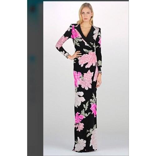 Dresses Real Limited Natural Vestido Womens Italian Fashion Printing Bohemia Lengthening Stretch V-neck Vests Slim Dress