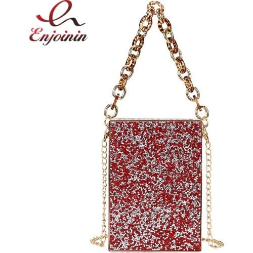 Diamond Luxury Fashion Acrylic Chain Women Party Clutch Bag Shoulder Bag Tote Mini Crossbody Bag Female Bolsa Designer Bag Flap