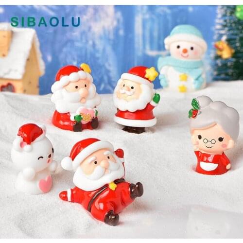 Christmas Santa Snowman Bear Figurine Model Micro Landscape DIY Home Decor Miniature Fairy Garden Decoration Accessories Modern