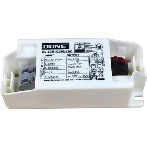 No Flash High PF 0.9 Screw Free Driver LED Light Control Gear 150mA 25-42V CB TUV Standards 5 Years Warranty