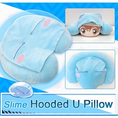 That Time I Got Reincarnated As A Slime Cosplay Boys Girls Neck Travel Pillow with Hoodie Anime U Shaped Hooded Pillow