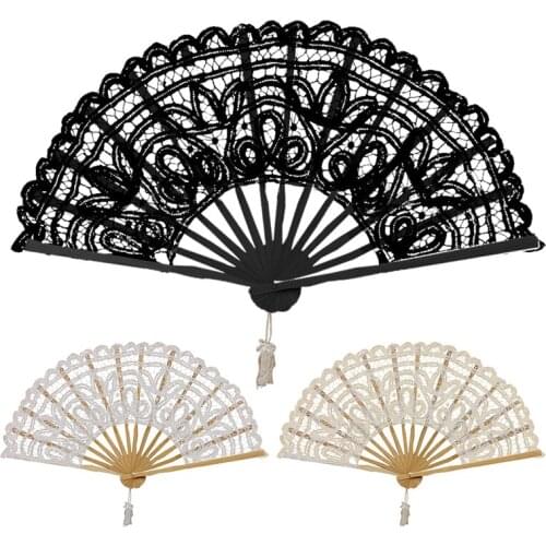 Vintage Lady Handmade Lace Hand Fan Bridal Wedding Party Decoration, Lvory