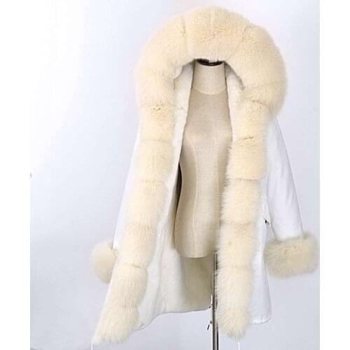 Waterproof Long Parka Liner Winter Jacket Women Real Fur Coat Hood Streetwear Detachabl Raccoon Fur Big Natural Faux Rabbit Fur