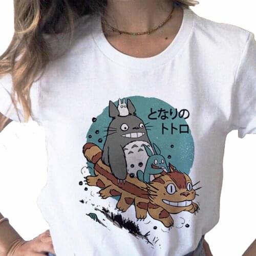 My Neighbor Totoro Harajuku print ladies T-shirt ladies casual basis O-collar white shirt short sleeve ladies T-shirt,Drop Ship