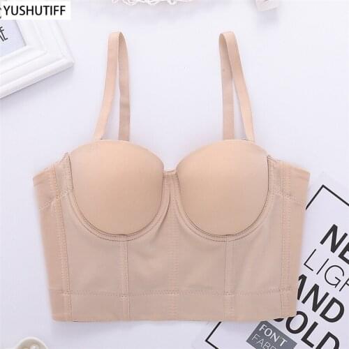 2021 Women Summer Top Short Casual Female Crop Top Harajuku Backless Solid Camisole Tops With Built In Bra Push Up Bralette