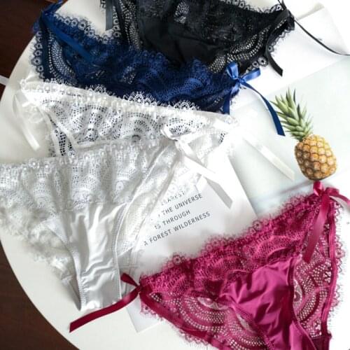 Womens Sexy Lingerie Lace Panties Thin Female Underwear Sexy Hollow Out Briefs Low Waist Womens Underpants Seamless Underwear