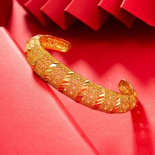 1Pcs Braclet Luxury Gold Color Jewelry Bangles indian Ethiopian African for Women Dubai Bracelet Party wedding Gifts Adjustable