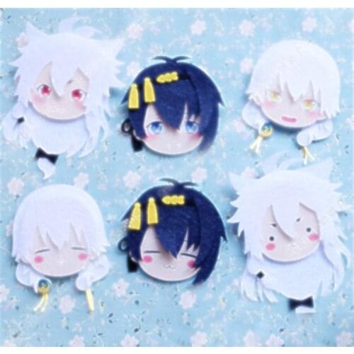 1pcs Cute Cartoon Touken Ranbu Online Anime Mikazuki Munechika Cosplay Badge Nonwoven fabric Brooch Pin Bedge Bag Decor Gifts