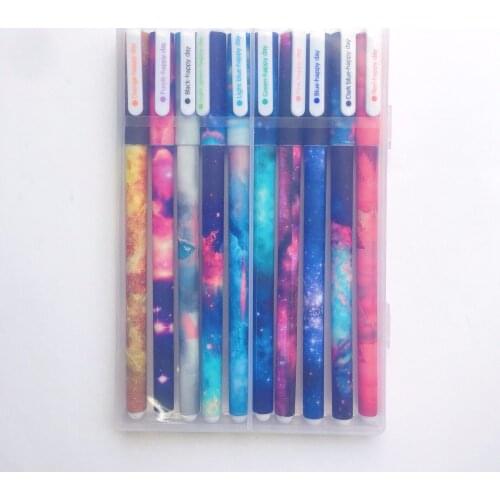 10pcs Starry sky Gel ink pen for writing 0.5mm ballpoint color pens Galaxy star gift Stationery Office school supplies FB308