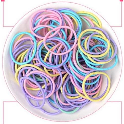 100bags 100PCS/bag Girls Candy Colors Nylon 3CM Rubber Bands Children Safe Elastic Hair Bands Ponytail Holder