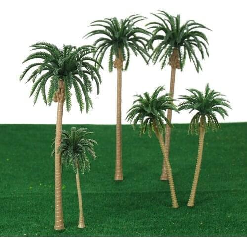 2018 New Hot 15pcs Miniature Scenery Layout Model Plastic Tree Palm Trees Train Coconut Rainforest Home Garden Decoration