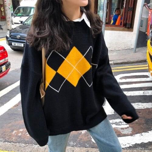 2021 Fashion Oversized Pullover Winter Loose Sweater Women Knitted Sweater Ladies Korean Vintage Women Jumper Sueter Mujer 16691