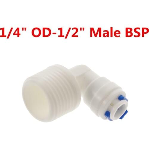 3 Pieces 1/4" OD Tube - 1/2" BSP Male Quick Connect Elbow Male BSP Pipe RO Water System Without trouble Of Nut