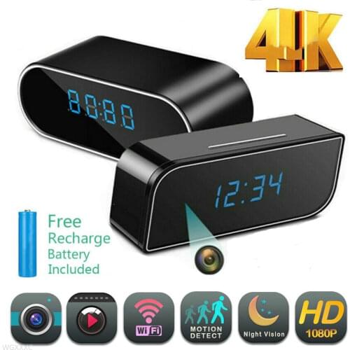 4K Wireless WIFI Mini Clock Camera Oculta Alarm Camcorder Watch 1080P IP Security Night Vision Motion Detect Remote Monitor Cam