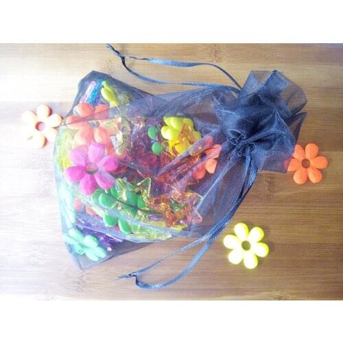 500pcs 20*30cm Black Organza Gift Bag Jewelry Packaging Display Bags Drawstring Pouch For Bracelet/necklace Mini Yarn Bag