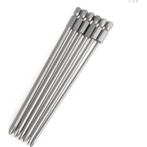 6Pcs/Set 1/4'' Shank 150mm Long S2 Steel Magnetic Hex Cross Head Screwdriver Bit F1FC