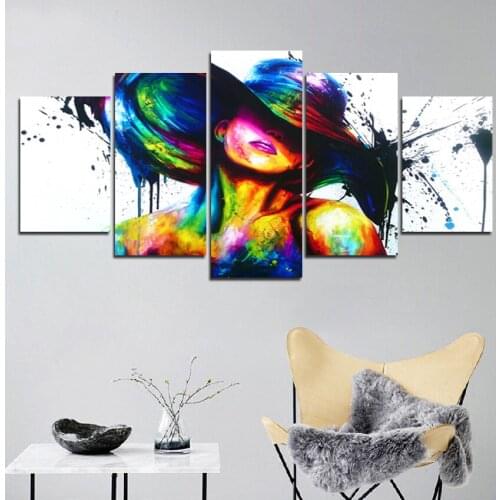 Abstract Woman In Hat Poster Wall Art Decor Canvas Painting Hd Print Poster Living Room Bedroom Art Decor Frameless Style