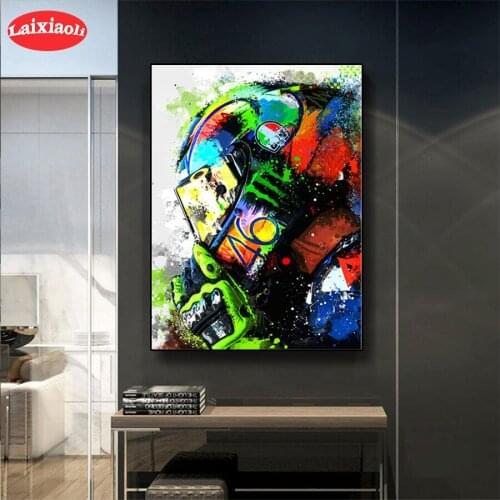 5D DIY Diamond Embroidery Abstract graffiti art, motorcyclist Picture Diamond Painting Cross Stitch Mosaic New Arrival Wall Art