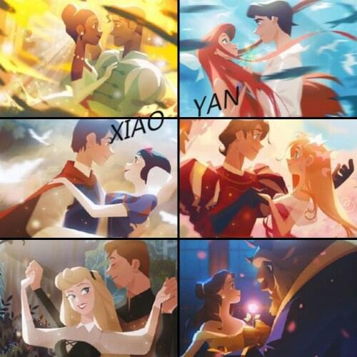 Disney 5D DIY Diamond Painting Princess and Prince Photo Cartoon Full Circle Diamond Embroidery Handmade Crafts Ornaments