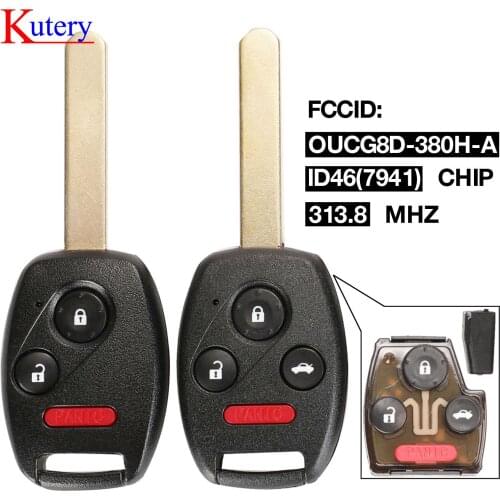 Kutery 5x 313.8Mhz OUCG8D-380H-A Car Remote Keyless Fob For Honda Accord 2003-2007 Odyssey 05-10 ID46 3/4 Buttons Alarm Key