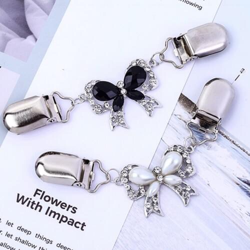 Bow Cardigan Sweater Blouse Pin Rhinestone Pearl Bowknot Broocohes For Women Flower Weddings Party Office Brooch Pins Gifts