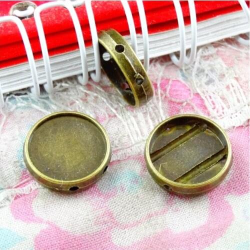 60pcs 12mm Inner Size Antique Bronze Plated beads Style Cabochon Base Cameo Setting Charms Pendant