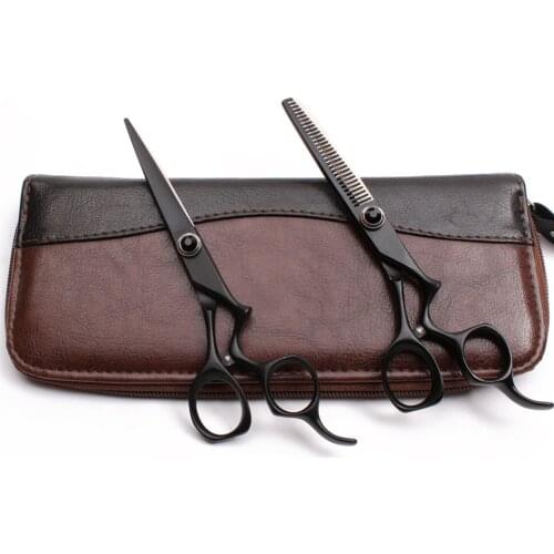 C9016 6" 17.5cm Customized Logo Hairdressing Scissors Black JP 440C Cutting Scissors Thinning Shears Professional Hair Scissors