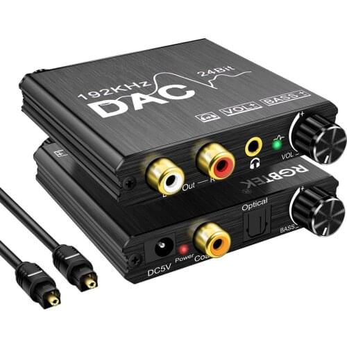 Digital to Analog Converter 192kHz DAC Supports Volume control Digital Coaxial SPDIF to Analog Stereo L/R RCA 3.5mm Jack Audio