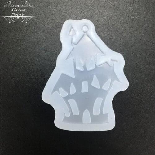 DIY Halloween Horror house shape crystal resin mold soft candy cake decoration tool hand craft epoxy resin jewelry silicone mold