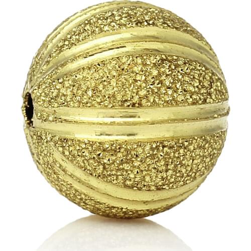 DoreenBeads Copper Spacer Beads Round Gold color About 12mm( 4/8") Dia, Hole:Approx 2mm, 2 Pieces Hot new