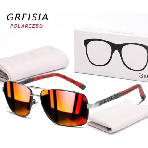 GRFISIA Classic Square Polarized Sunglasses Men Lightweight Alloy Eyeglasses Frame Sun Glasses Women Driving Travel Goggles C24