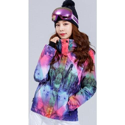 Gsou Snow Brand New Womens Ski Jacket Female Ski Jacket Outdoor Hiking Camping Jacket Snowboard Jacket Winter Thermal Coat