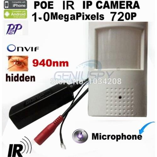 720P HD Poe IP Camera 940Nm Infrared Ip Camera IR POE PIR Style Motion Detector P2P ONVIF IR CUT Night Vision Plug and Play