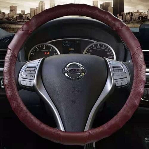 PU Leather Steering Wheel Cover for Nissan Qashqai Juke Primera Versa Almera Terrano Kicks March Murano 350z Terrano NV200