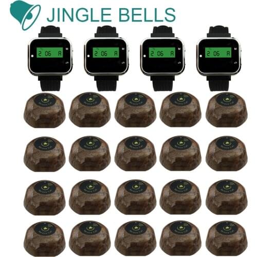 JINGLE BELLS wireless calling system 20 call buttons 4 watch pager for restaurant waiter call buttons hotel waiter calL system